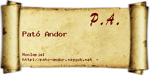 Pató Andor névjegykártya